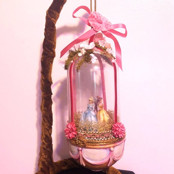 Christmas Artist Altered Disney's Princess Wind-up Music Box Ornament. OOAK! - Picture 3 of 13